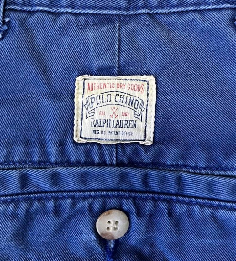 画像6: 90'S RALPH LAUREN "ボックスロゴ" ツープリーツ チノショーツ ダークブルー (VINTAGE)