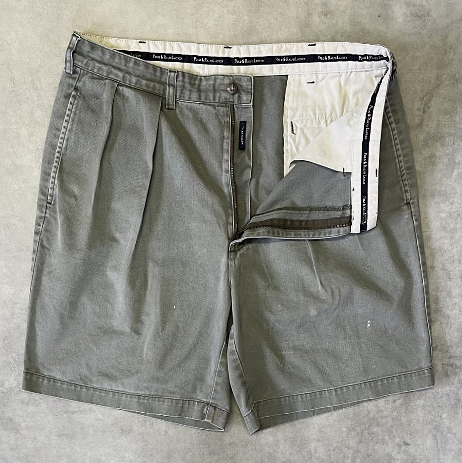 画像3: 90'S RALPH LAUREN "TYLER SHORT" ツープリーツ チノショーツ カーキ (VINTAGE)