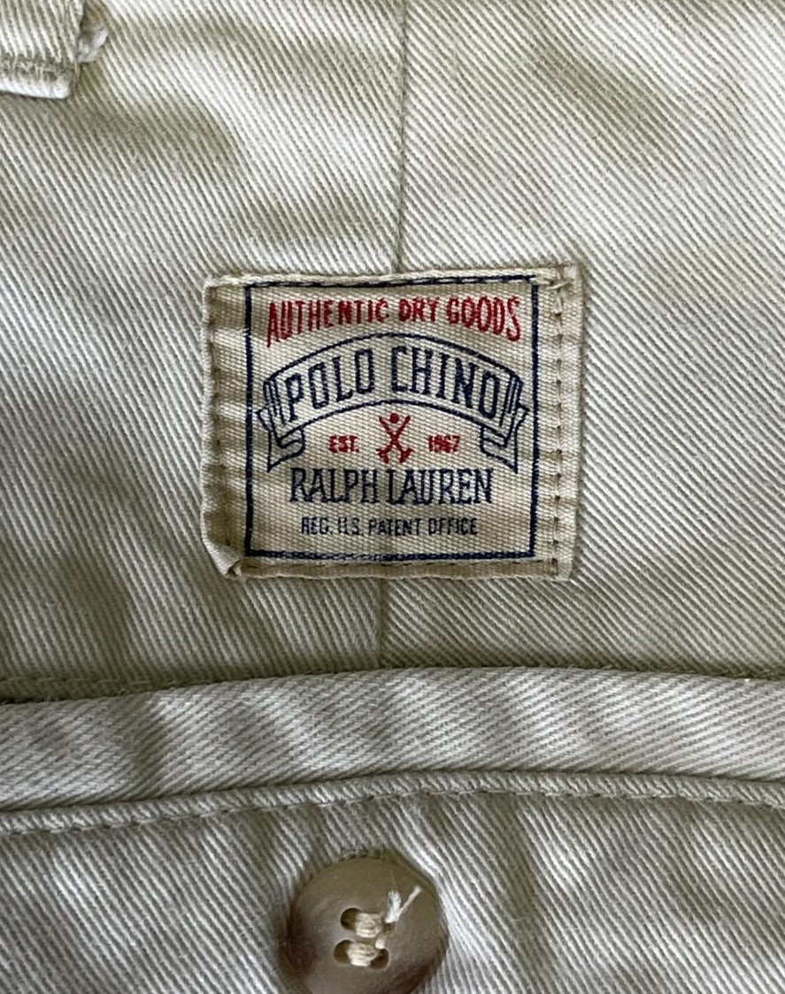 画像4: 90'S RALPH LAUREN "ボックスロゴ" ツープリーツ チノパンツ オフホワイト (VINTAGE)