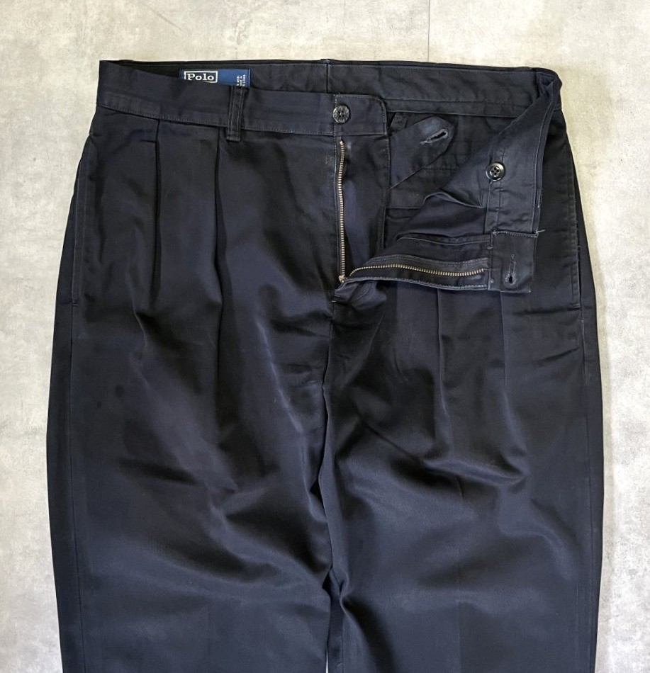 画像: 90'S RALPH LAUREN "ETHAN PANT" ツープリーツ チノパンツ ブラック (VINTAGE)