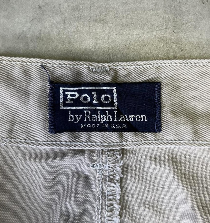 画像2: 90'S RALPH LAUREN "ボックスロゴ" ツープリーツ チノパンツ ベージュ USA製 (VINTAGE)