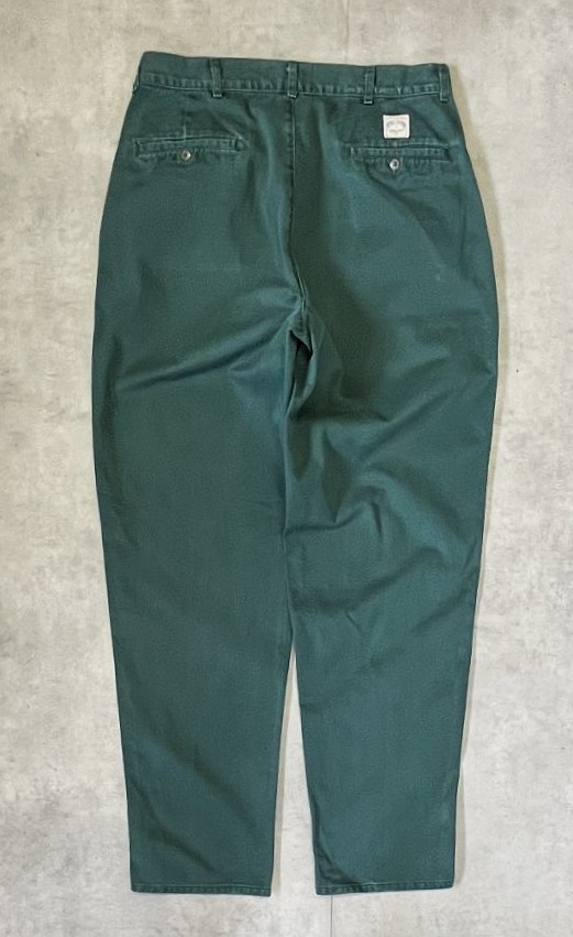 画像3: 90'S RALPH LAUREN "ボックスロゴ" ツープリーツ チノパンツ ダークグリーン USA製 (VINTAGE)