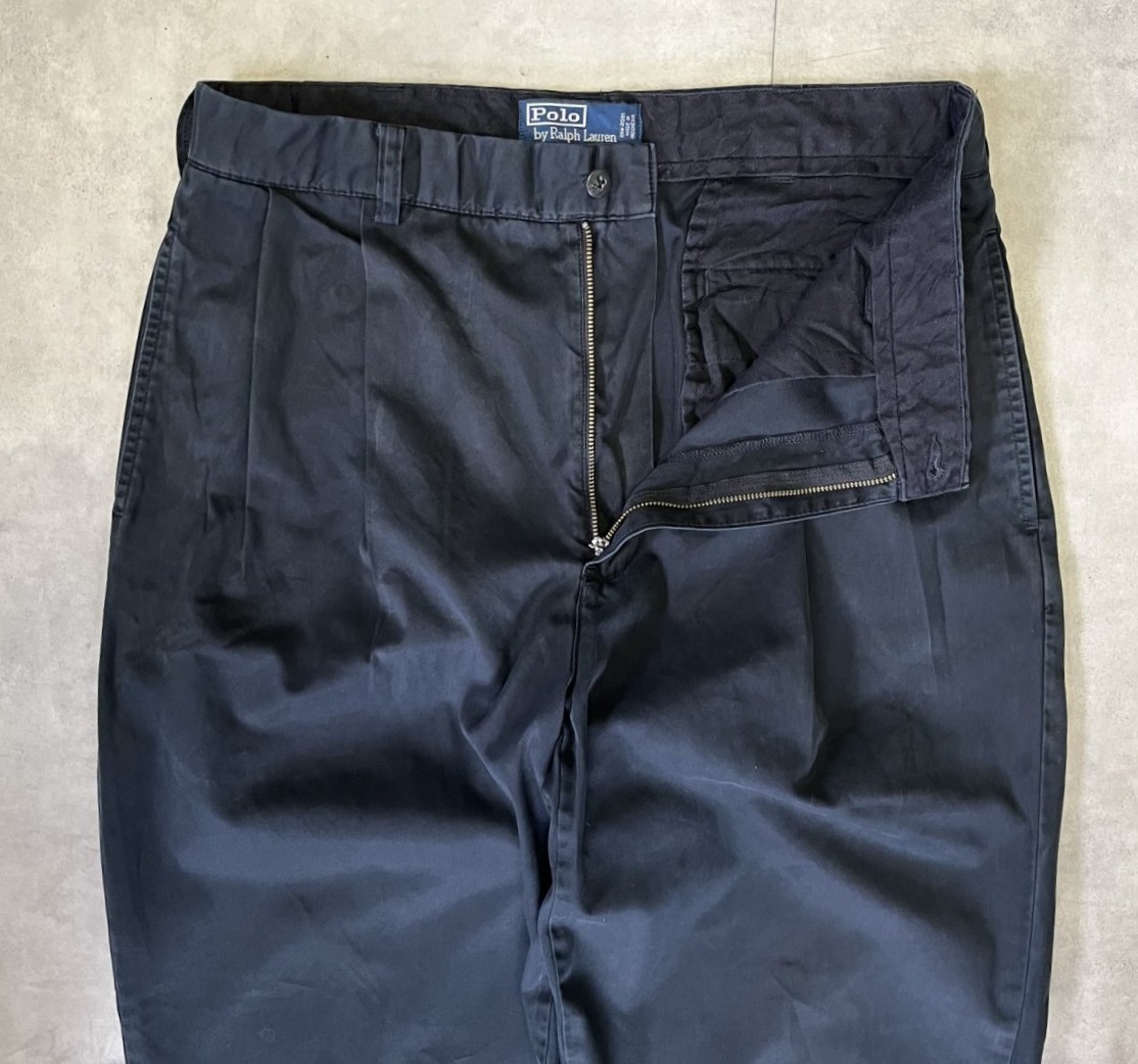 画像: 90'S RALPH LAUREN "HAMMOND PANT" ツープリーツ チノパンツ ブラック (VINTAGE)