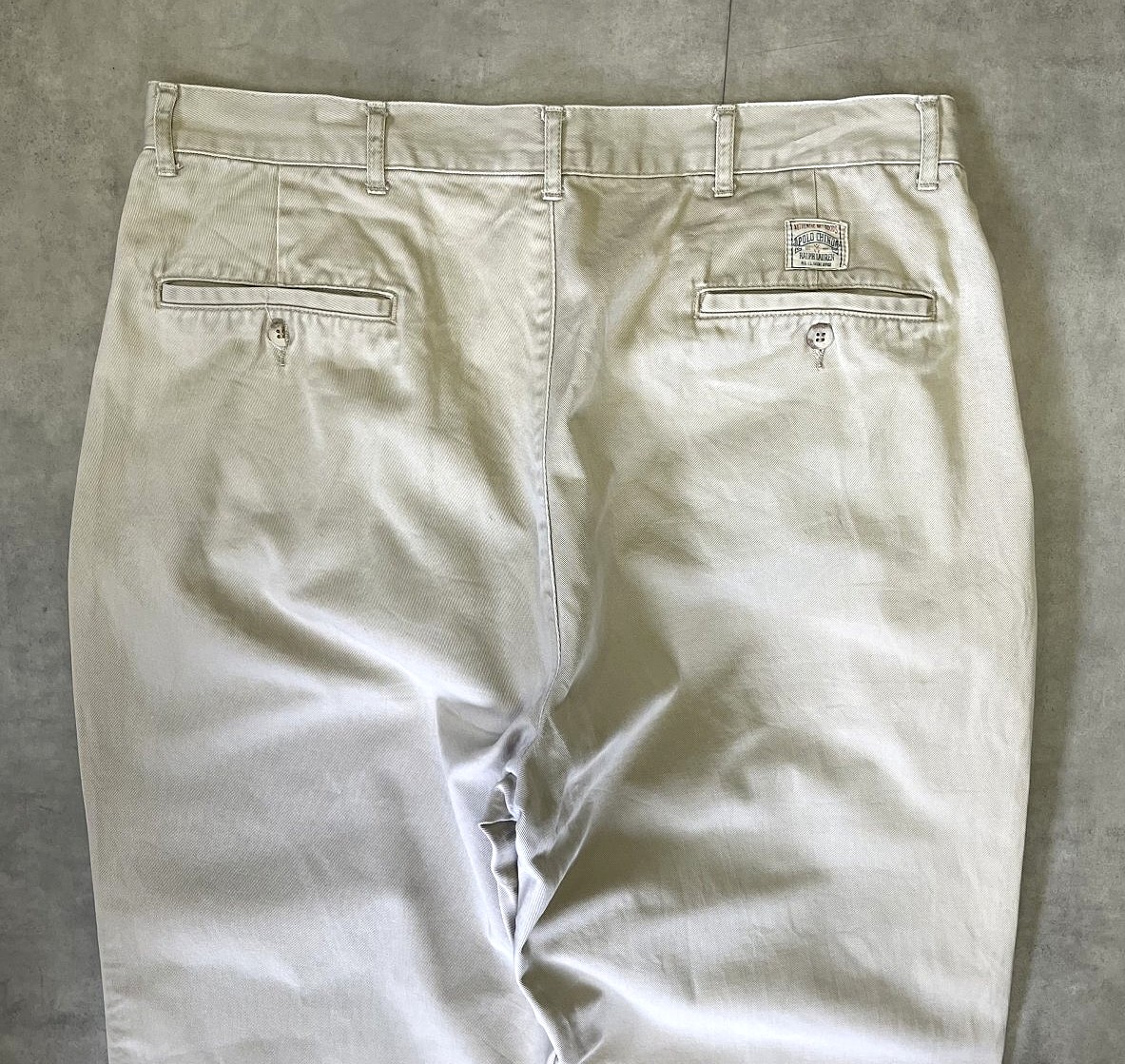 画像: 90'S RALPH LAUREN "ボックスロゴ" ツープリーツ チノパンツ ライトベージュ (VINTAGE)