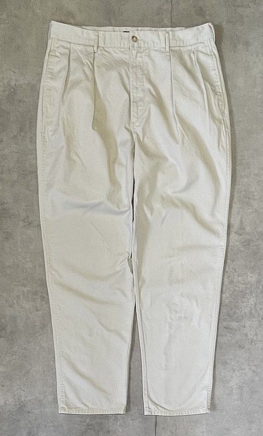 画像1: 90'S RALPH LAUREN "ボックスロゴ" ツープリーツ チノパンツ オフホワイト (VINTAGE)