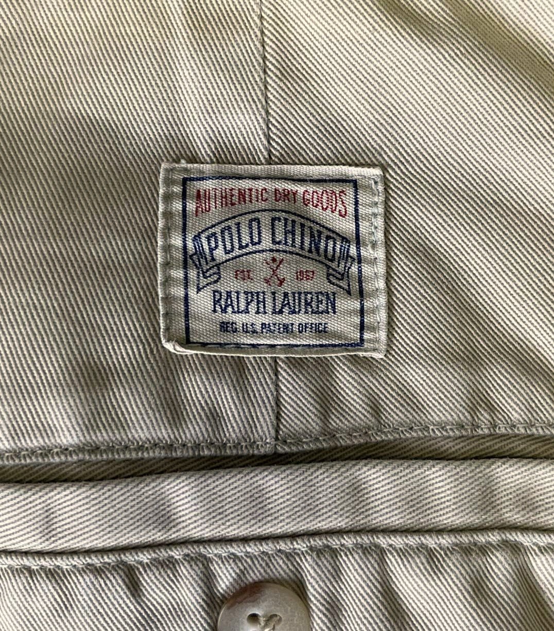 画像4: 90'S RALPH LAUREN "ボックスロゴ" ツープリーツ チノパンツ ベージュ USA製 (VINTAGE)