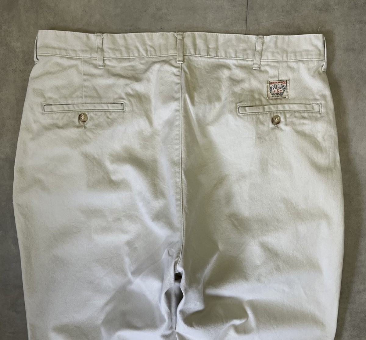 画像: 90'S RALPH LAUREN "ボックスロゴ" ツープリーツ チノパンツ オフホワイト (VINTAGE)