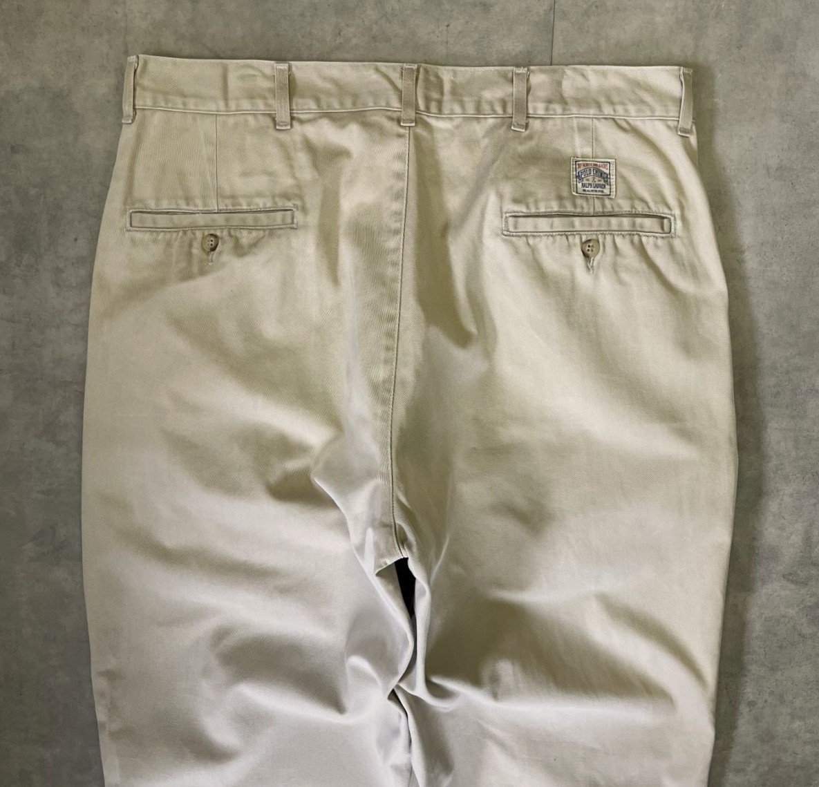 画像: 90'S RALPH LAUREN "ボックスロゴ" ツープリーツ チノパンツ ベージュ USA製 (VINTAGE)