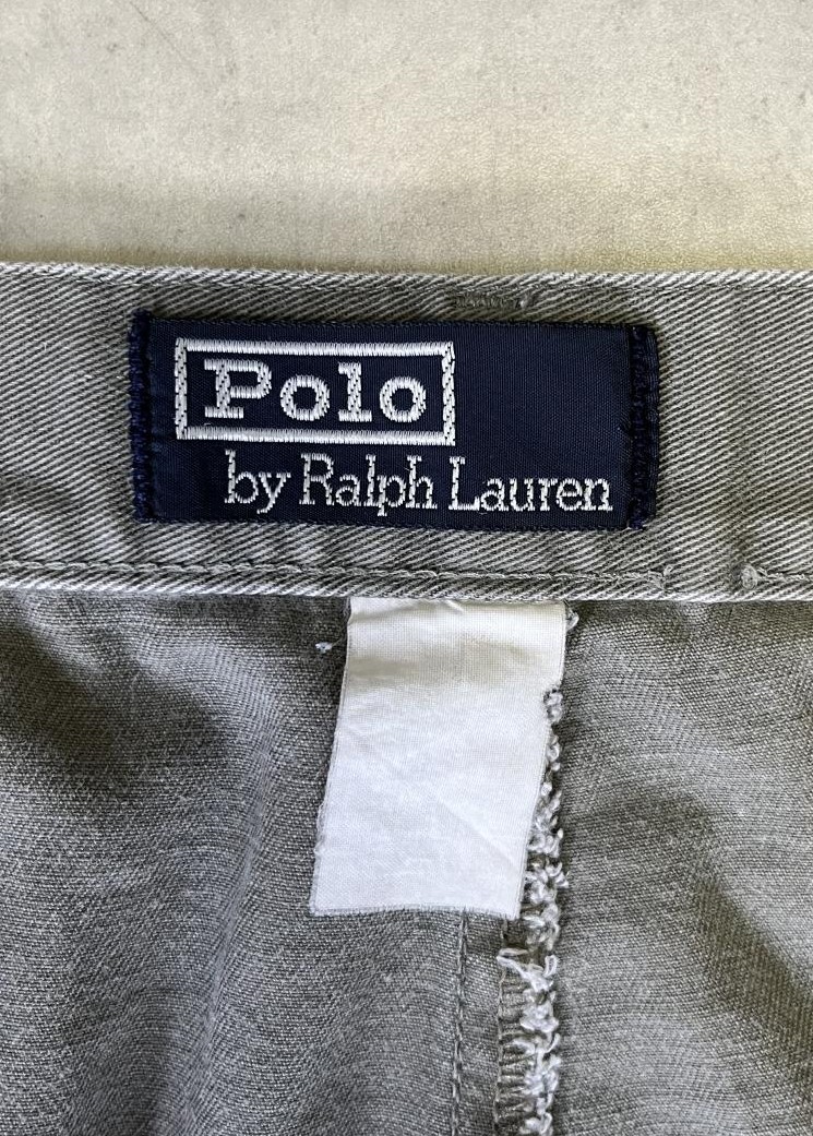 画像2: 90'S RALPH LAUREN "ボックスロゴ" ツープリーツ チノパンツ カーキ (VINTAGE)