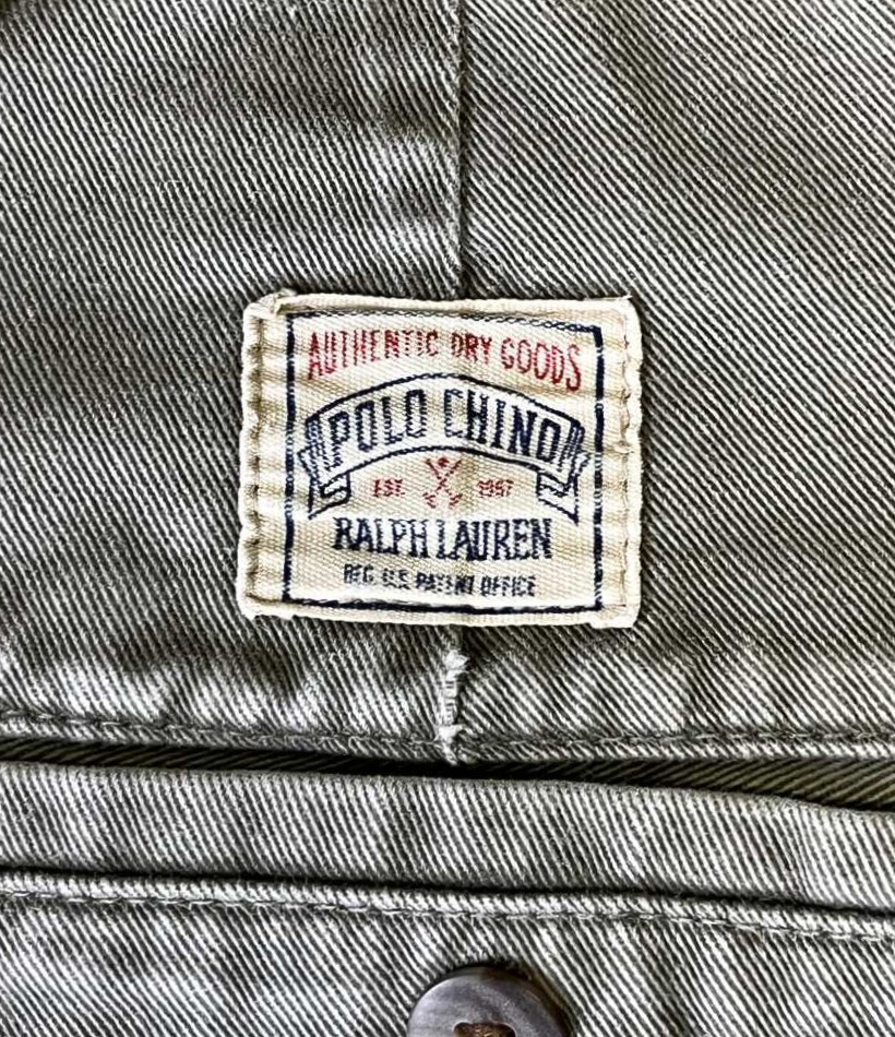 画像4: 90'S RALPH LAUREN "ボックスロゴ" ツープリーツ チノパンツ カーキ (VINTAGE)