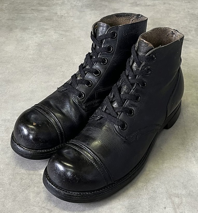 画像1: 60'S アメリカ軍 US ARMY キャップトゥ レザー コンバットブーツ ブラック (VINTAGE)