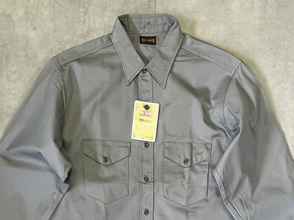 画像: 50'S BIG SMITH コットン100% マチ付き 長袖 ワークシャツ グレー USA製 (DEADSTOCK)