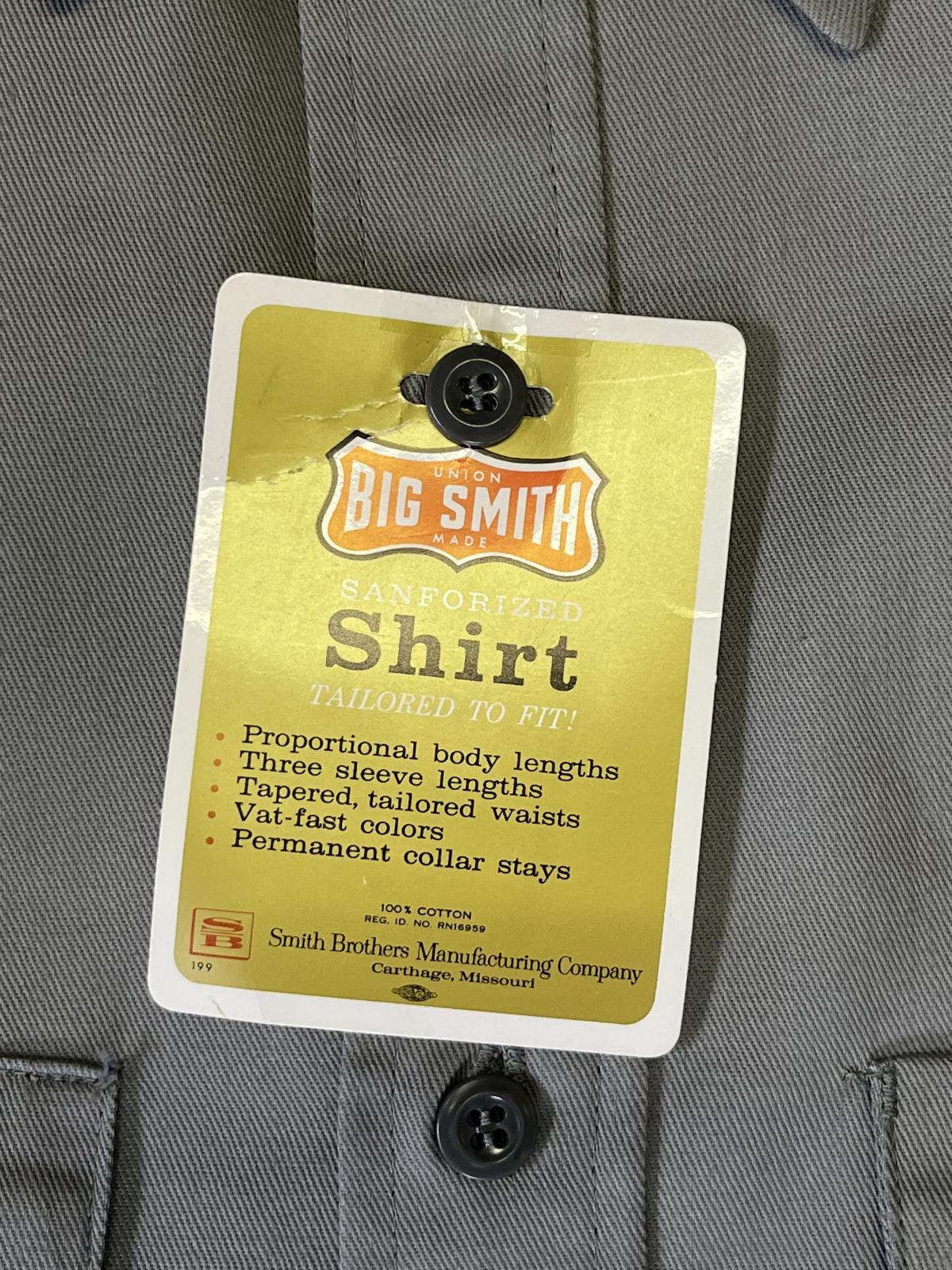 画像3: 50'S BIG SMITH コットン100% マチ付き 長袖 ワークシャツ グレー USA製 (DEADSTOCK)