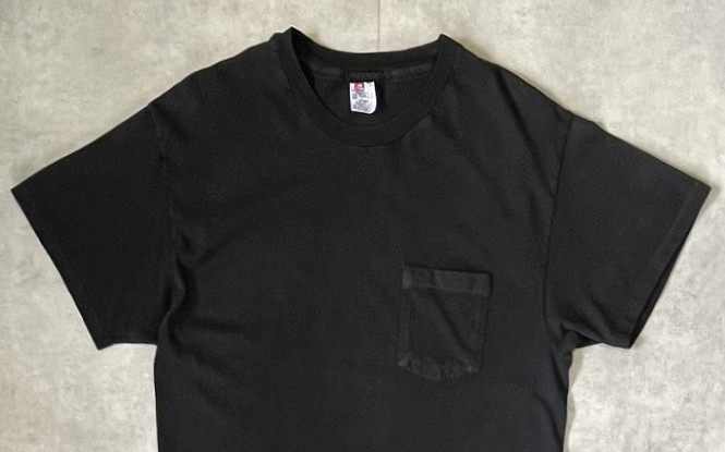 画像: 90'S HANES シングルステッチ ポケット付き 半袖 Tシャツ ブラック ジャマイカ製 (VINTAGE)