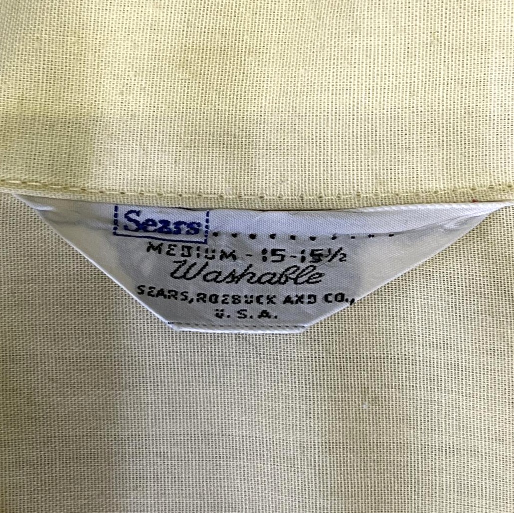 画像2: 60'S SEARS 三角タグ 半袖 オープンカラーシャツ イエロー/マスタード (VINTAGE)