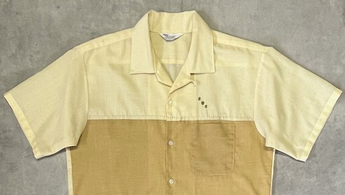 画像: 60'S SEARS 三角タグ 半袖 オープンカラーシャツ イエロー/マスタード (VINTAGE)