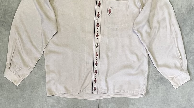 画像: 60'S GAUCHO ORIGINAL 三角タグ レーヨン 長袖 オープンカラーシャツ ベージュ (VINTAGE)