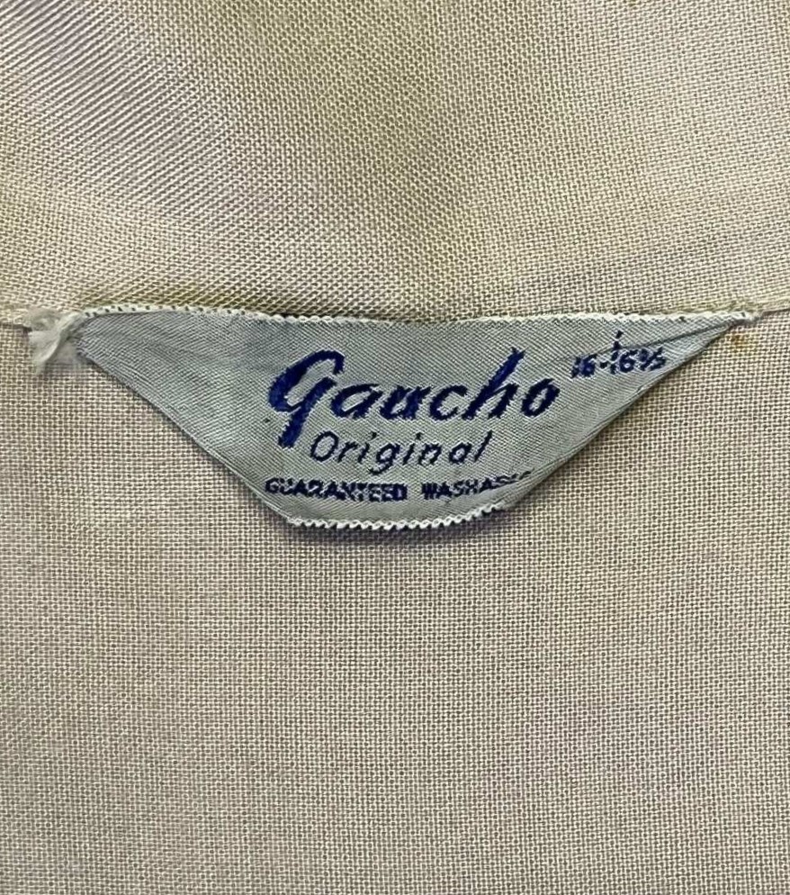 画像2: 60'S GAUCHO ORIGINAL 三角タグ レーヨン 長袖 オープンカラーシャツ ベージュ (VINTAGE)