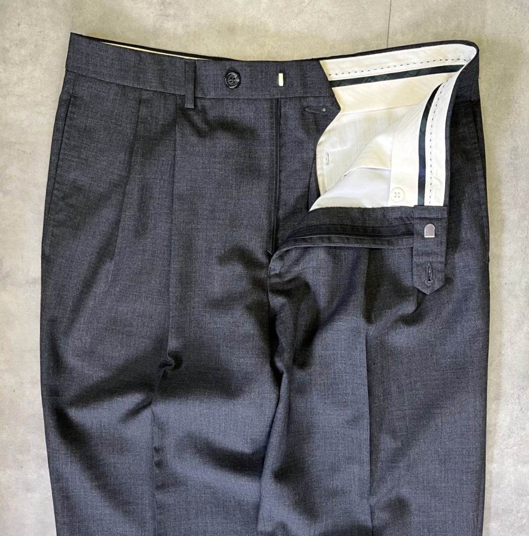 画像: RALPH LAUREN ツープリーツ トロピカルウール スラックス チャコール (VINTAGE)