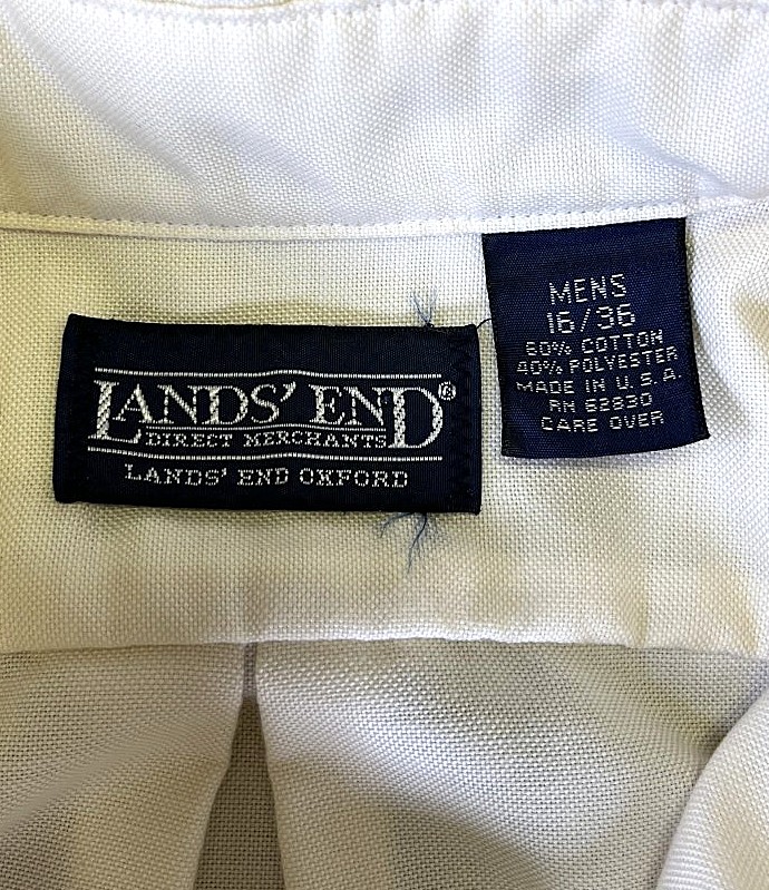 画像2: 90'S LANDS' END オックスフォード 長袖 BDシャツ 生成り USA製 (VINTAGE)