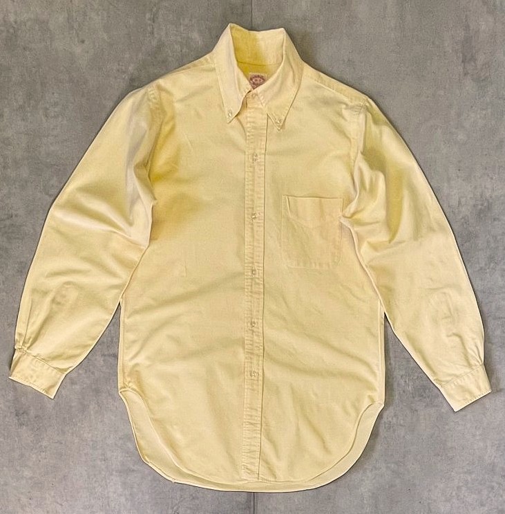 画像1: 70'S BROOKS BROTHERS "MAKERS" 6ボタン オックスフォード 長袖 BDシャツ イエロー USA製 (VINTAGE)