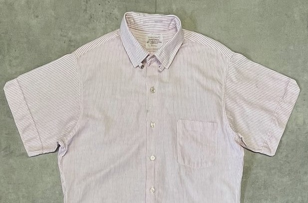 画像: 60'S TOWNCRAFT コットン100% マチ付き 半袖 タブカラーシャツ ストライプ (VINTAGE)