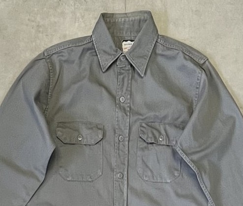 画像: 60'S UNKNOWN コットン100% 長袖 ワークシャツ グレー (VINTAGE)