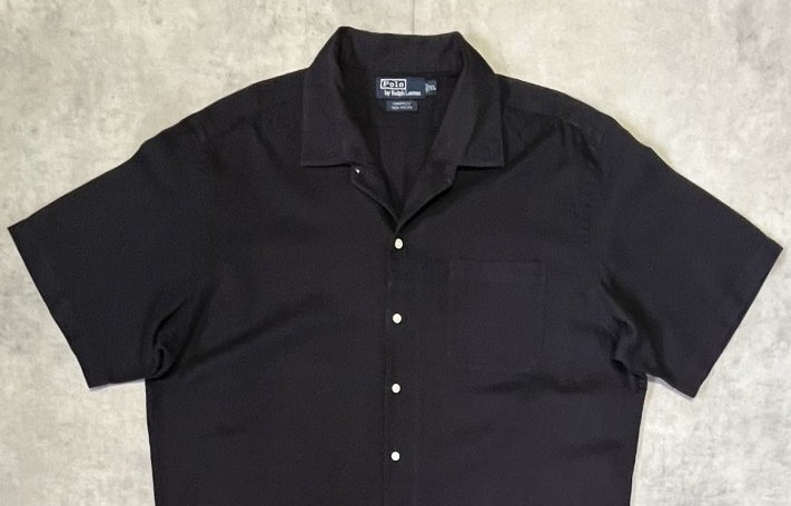 画像: 90'S RALPH LAUREN "CHAUNCEY" ロゴ無し 半袖 オープンカラーシャツ ブラック (VINTAGE)
