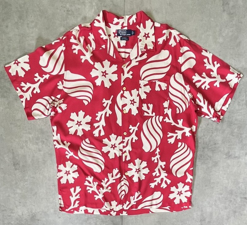 画像1: 90'S RALPH LAUREN "ADAMS" ビスコース 半袖 オープンカラーシャツ 総柄 (VINTAGE)
