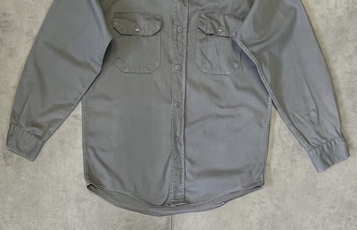 画像: 60'S UNKNOWN コットン100% 長袖 ワークシャツ グレー (VINTAGE)