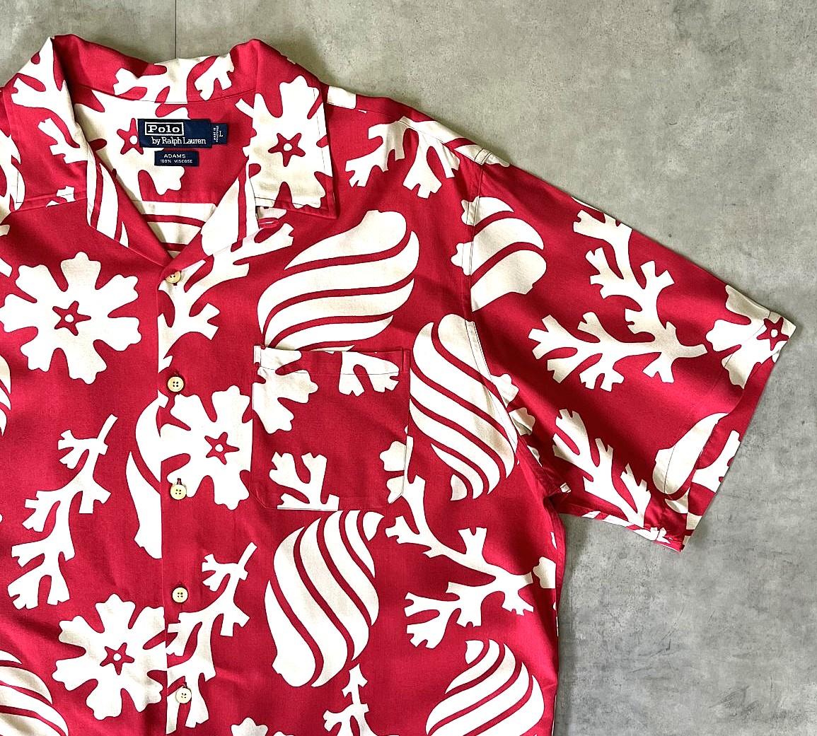 画像: 90'S RALPH LAUREN "ADAMS" ビスコース 半袖 オープンカラーシャツ 総柄 (VINTAGE)