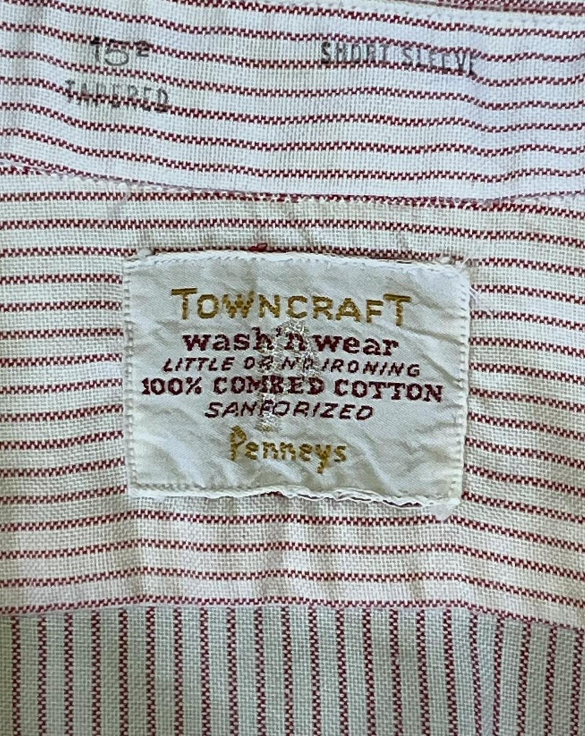 画像2: 60'S TOWNCRAFT コットン100% マチ付き 半袖 タブカラーシャツ ストライプ (VINTAGE)