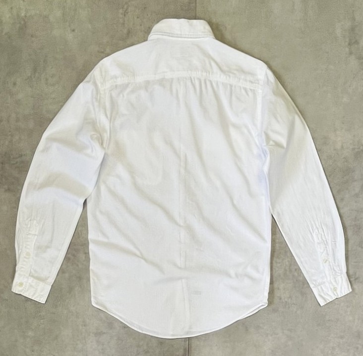 画像4: 90'S RALPH LAUREN 片側フラップ付きポケット 猫目ボタン ワークシャツ ホワイト (VINTAGE)