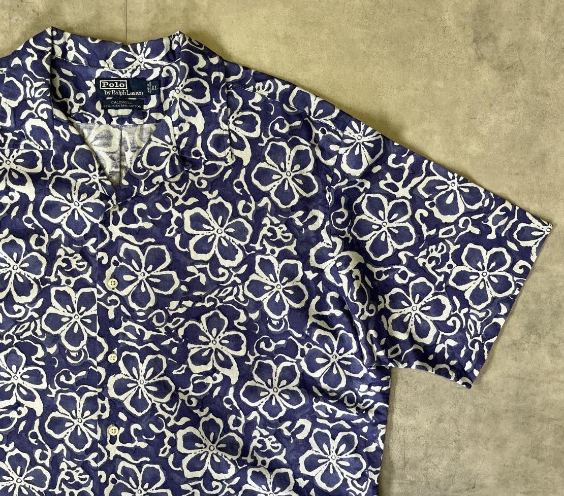 画像: 90'S RALPH LAUREN "CALDWELL" リネン/コットン 半袖 オープンカラーシャツ 花柄 (VINTAGE)