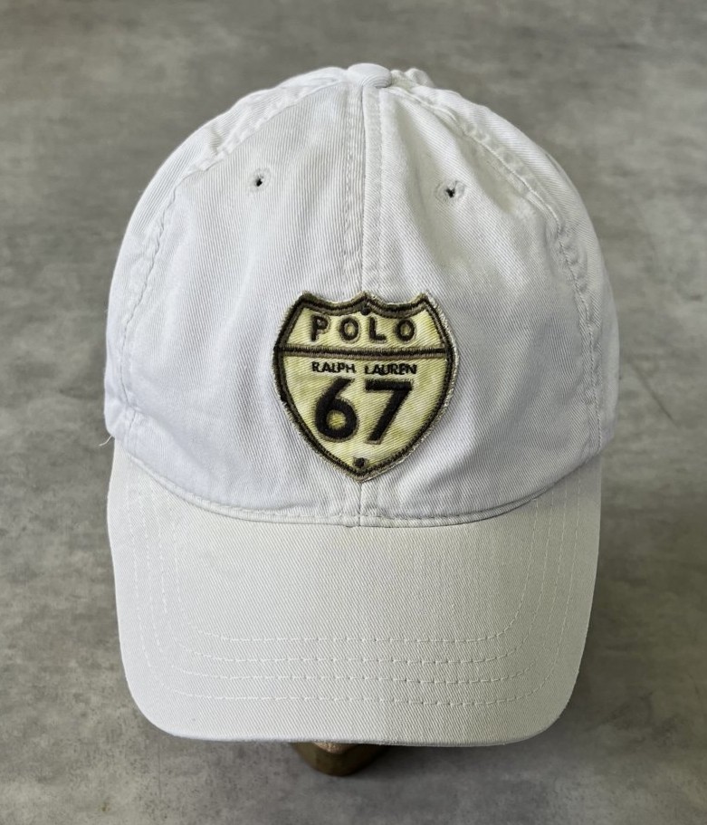 画像2: 90'S RALPH LAUREN "POLO 67" ベースボールキャップ ライトベージュ USA製 (VINTAGE)