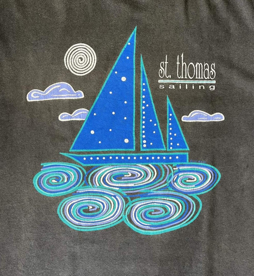画像3: 90'S ST. THOMAS SAILLING シングルステッチ 半袖 Tシャツ ブラック USA製 (VINTAGE)