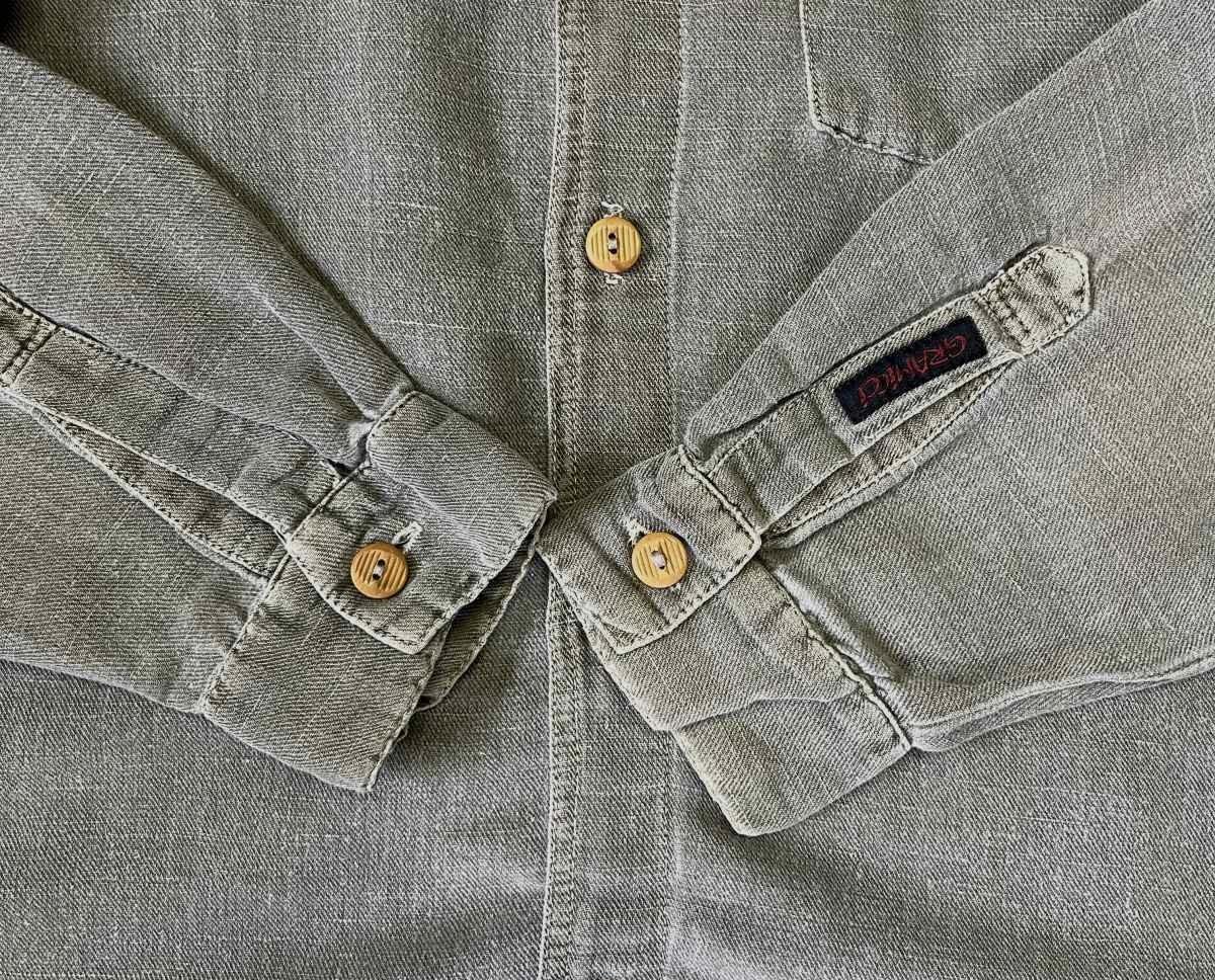 画像: 90'S GRAMICCI 旧タグ バンブーボタン 長袖 ヘンプシャツ オリーブ USA製 (VINTAGE)