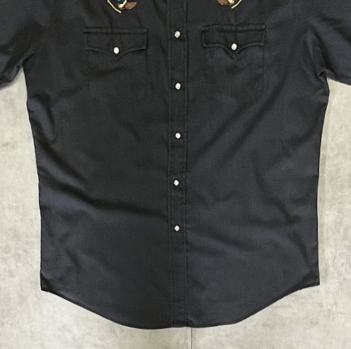 画像: YOUNGBLOODS ウエスタンブーツ刺繍入り 半袖 ウエスタンシャツ ブラック (VINTAGE)