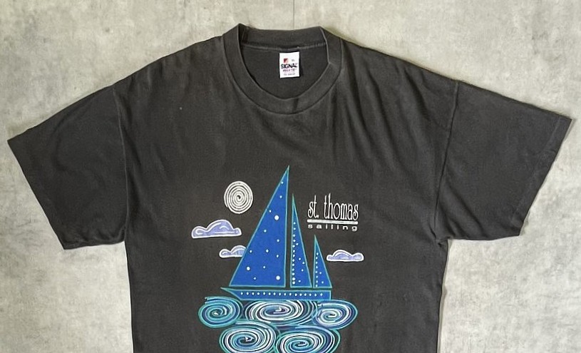 画像: 90'S ST. THOMAS SAILLING シングルステッチ 半袖 Tシャツ ブラック USA製 (VINTAGE)