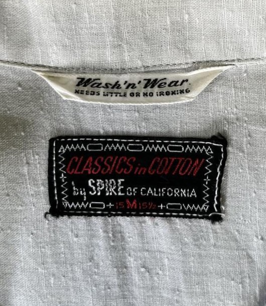 画像2: 60'S SPIRE OF CALIFORNIA ネップ入りコットン 半袖 オープンカラーシャツ ライトグレー (VINTAGE)
