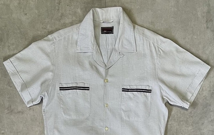 画像: 60'S SPIRE OF CALIFORNIA ネップ入りコットン 半袖 オープンカラーシャツ ライトグレー (VINTAGE)