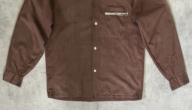 画像: 60'S VAN HEUSEN コットン/レーヨン 長袖 オープンカラーシャツ ブラウン (VINTAGE)