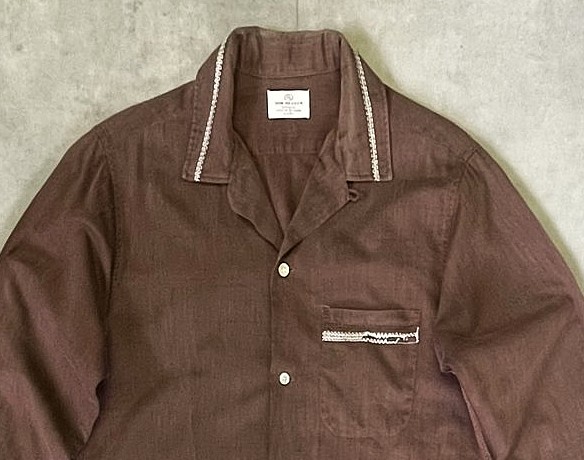 画像: 60'S VAN HEUSEN コットン/レーヨン 長袖 オープンカラーシャツ ブラウン (VINTAGE)