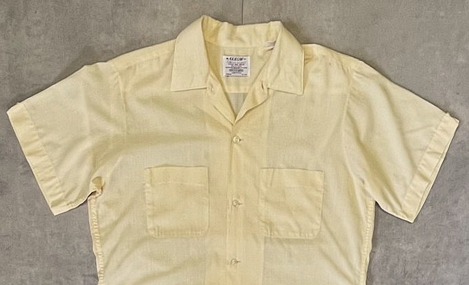 画像: 60'S ARROW "DECTON" 半袖 オープンカラーシャツ ライトイエロー USA製 (VINTAGE)