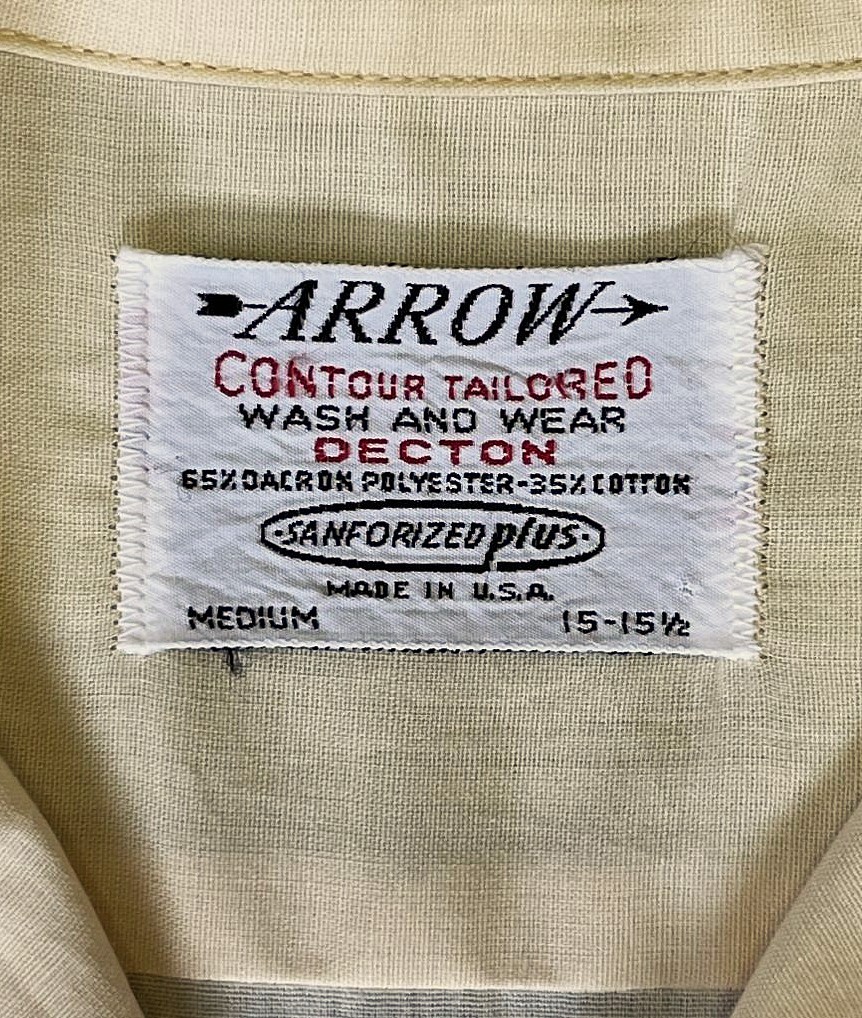 画像2: 60'S ARROW "DECTON" 半袖 オープンカラーシャツ ライトイエロー USA製 (VINTAGE)