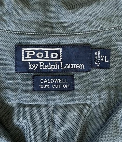 画像2: 90'S RALPH LAUREN "CALDWELL" コットン 裾ロゴ 半袖 オープンカラーシャツ カーキ (VINTAGE)