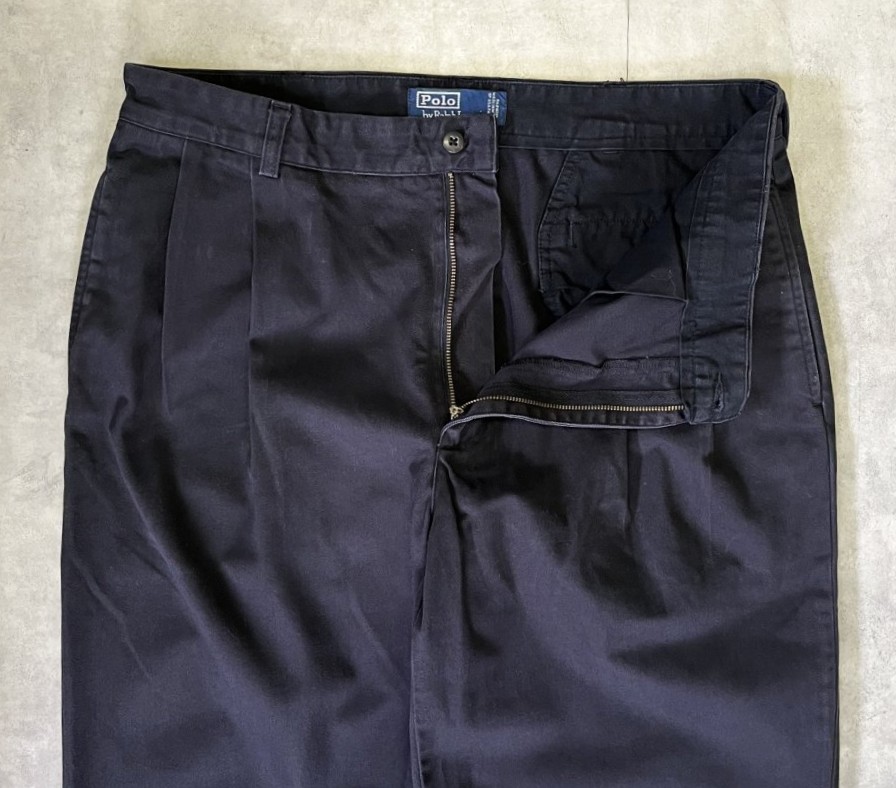 画像: 90'S RALPH LAUREN "HAMMOND PANT" ツープリーツ チノパンツ ブラック W36L30 (VINTAGE)