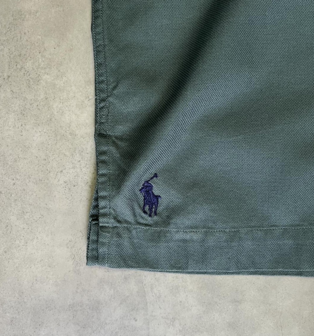 画像3: 90'S RALPH LAUREN "CALDWELL" コットン 裾ロゴ 半袖 オープンカラーシャツ カーキ (VINTAGE)
