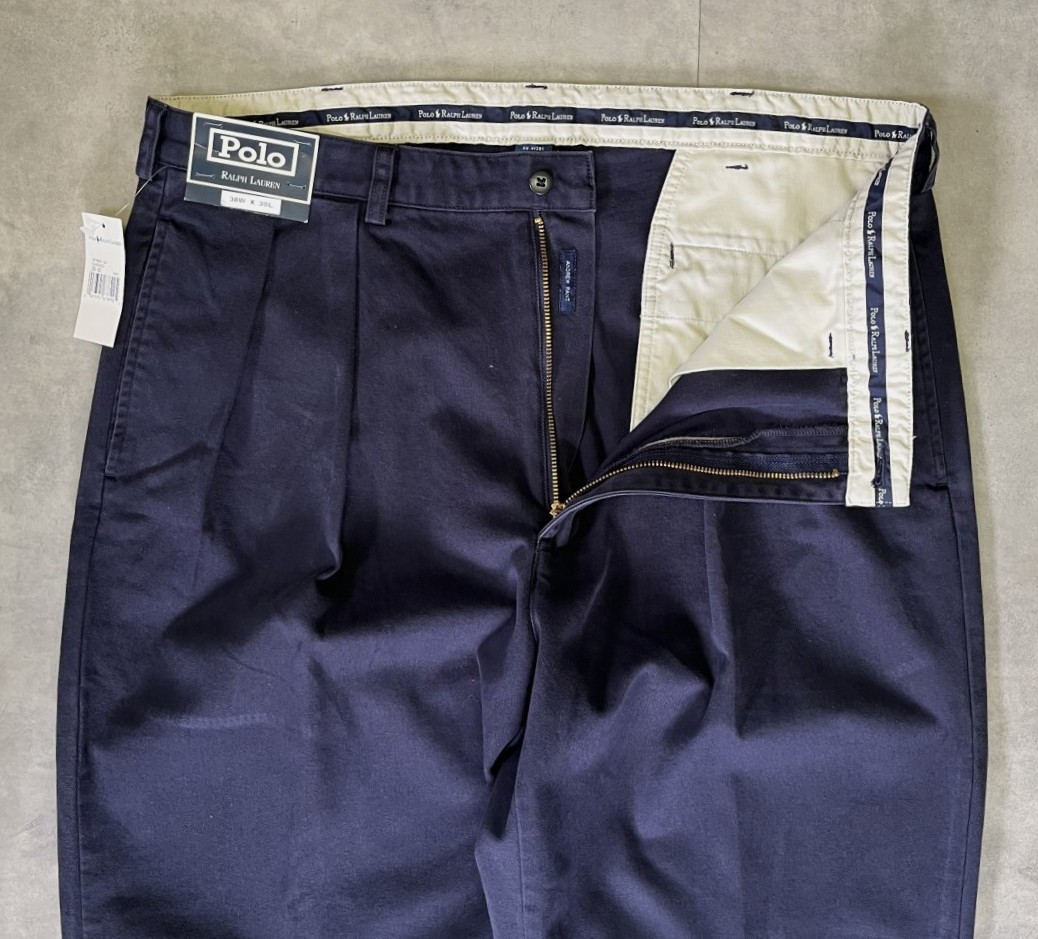 画像: 90'S RALPH LAUREN "ANDREW PANT" ツープリーツ チノパンツ ネイビー (DEADSTOCK)