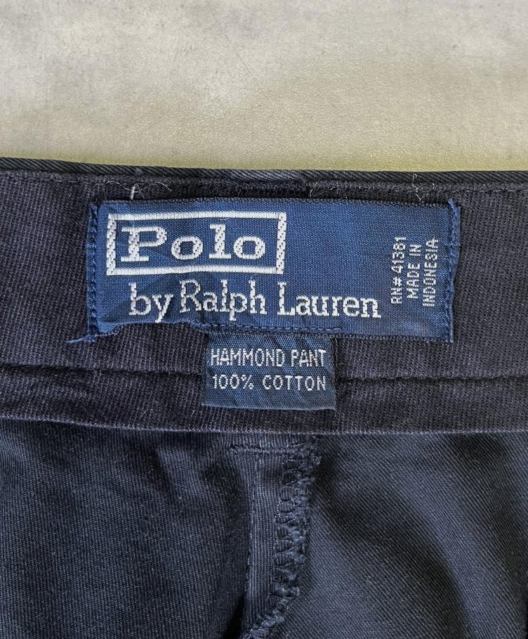 画像2: 90'S RALPH LAUREN "HAMMOND PANT" ツープリーツ チノパンツ ブラック W32L32 (VINTAGE)